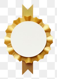 PNG Price tag paper label circle shape with ribbon gold photo white background. AI generated Image by rawpixel.