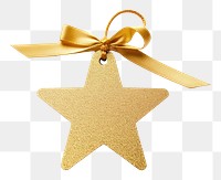 PNG Price tag paper label star shape with ribbon gold white background celebration