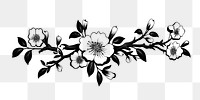 a single vector black and white graphic of vintage divider of *blossom*, isolated on white background --ar 3:2