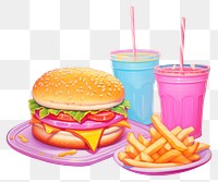 PNG Burger and french fries hamburger food meal. AI generated Image by rawpixel.