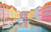 PNG Nyhavn canal architecture waterfront cityscape. 