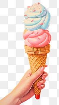 PNG Hand holding ice cream painting dessert food. AI generated Image by rawpixel.