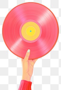 PNG Hand holding vinyl record gramophone technology turntable. AI generated Image by rawpixel.