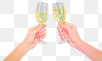 PNG Hands holding champagne cheers painting glass adult. AI generated Image by rawpixel.