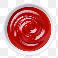 PNG Ketchup on a small white bowl food white background refreshment. AI generated Image by rawpixel.