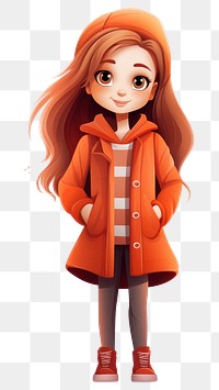 PNG Girl cartoon coat cute. AI generated Image by rawpixel.
