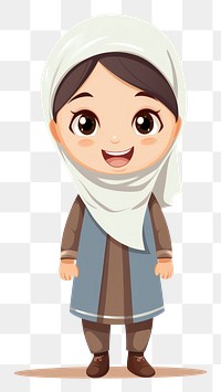 PNG A happy muslim little girl cartoon cute white background. AI generated Image by rawpixel.