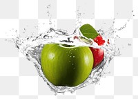 PNG Sliced apple with water splash fruit plant food. 