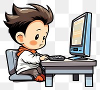 PNG Isolated a baby boy gamer playing computer game on his computer furniture cartoon table. AI generated Image by rawpixel.