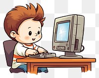 PNG Isolated a baby boy gamer playing computer game on his computer cartoon furniture table. AI generated Image by rawpixel.