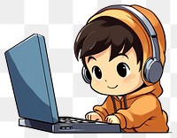 PNG Isolated a baby boy gamer playing computer game on his computer cartoon laptop portability. AI generated Image by rawpixel.