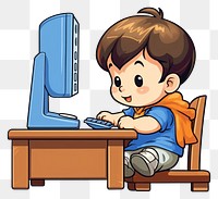 PNG Isolated a baby boy gamer playing computer game on his computer cartoon furniture table. AI generated Image by rawpixel.
