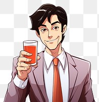 PNG Isolated businessman drinking beer cartoon drawing glass. 