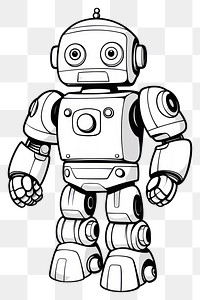 PNG Isolated friendly robot cartoon drawing monochrome. AI generated Image by rawpixel.