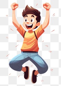 PNG Happy boy jumping cartoon white background illustrated. AI generated Image by rawpixel.