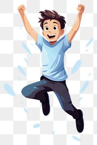 PNG Happy boy jumping cartoon white background excitement. AI generated Image by rawpixel.