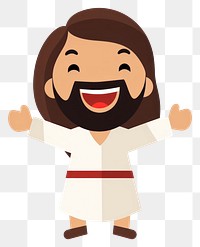 PNG Happy jesus cartoon white background anthropomorphic. AI generated Image by rawpixel.