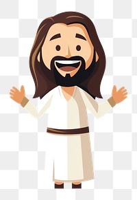 PNG Happy jesus portrait cartoon white background. AI generated Image by rawpixel.