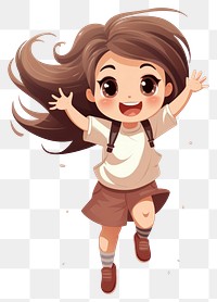 PNG Happy little girl jumping cartoon cute white background. 