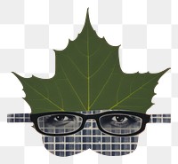 PNG A leaf autumn portrait glasses poster. AI generated Image by rawpixel.