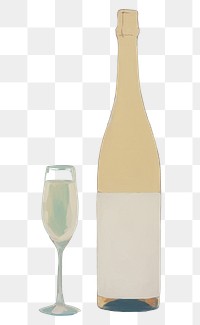 PNG Champagne bottle and glass drink wine refreshment. 