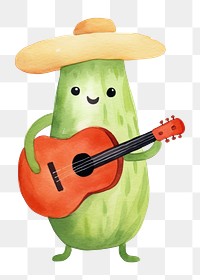 PNG  Bean dancing guitar white background anthropomorphic. AI generated Image by rawpixel.