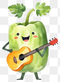 PNG  Bell pepper dancing guitar plant food. AI generated Image by rawpixel.