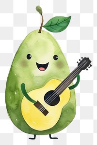 PNG  Half avocado dancing guitar plant food. AI generated Image by rawpixel.