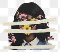 PNG Floral portrait collage flower. AI generated Image by rawpixel.