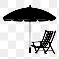 PNG Chair with beach umbrella silhouette furniture 