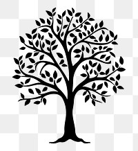PNG  Tree with leaf silhouette drawing sketch.