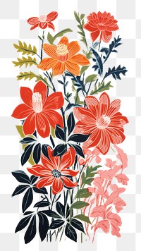 PNG Aesthetic flowers painting pattern drawing. AI generated Image by rawpixel.