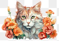 PNG Cat flower mammal animal. AI generated Image by rawpixel.