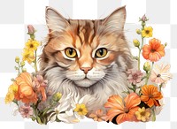 PNG Cat and flowers mammal animal plant
