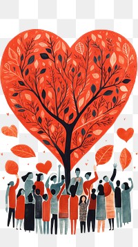 PNG Group of people holding a heart drawing adult togetherness. AI generated Image by rawpixel.