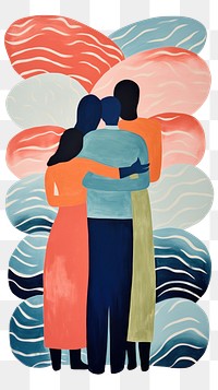 PNG Group of people hugging happiness painting drawing. AI generated Image by rawpixel.
