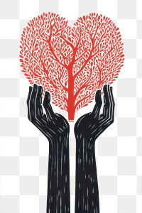 PNG Hands holding hearts drawing nature sketch. AI generated Image by rawpixel.