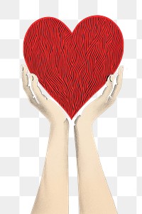 PNG Hands holding hearts drawing creativity monochrome. AI generated Image by rawpixel.
