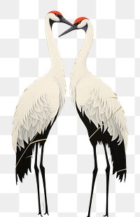 PNG Japanese cranes drawing animal nature. AI generated Image by rawpixel.