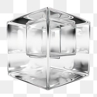 PNG A cube outline silver glass  