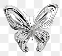PNG  A butterfly silver metal white background