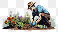 PNG  Gardening outdoors flower nature. AI generated Image by rawpixel.