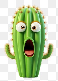 PNG  Cactus cartoon white background anthropomorphic. AI generated Image by rawpixel.