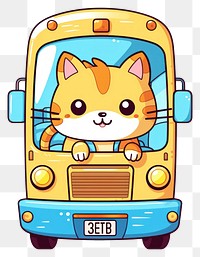 PNG Cat on a bus vehicle cartoon mammal. 