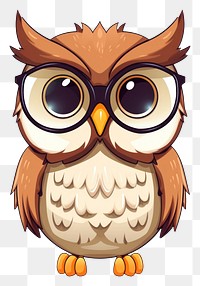 PNG  Owl wearing glasses cartoon animal bird. AI generated Image by rawpixel.