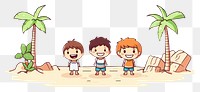 PNG  Beach cartoon outdoors child. AI generated Image by rawpixel.
