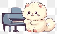 PNG Persian cat playing piano keyboard cartoon cute. 