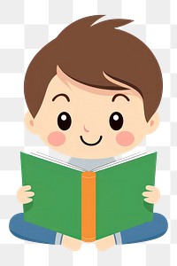 PNG Kid reading book publication cartoon intelligence. AI generated Image by rawpixel.