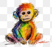 PNG  Baby monkey painting portrait drawing. AI generated Image by rawpixel.