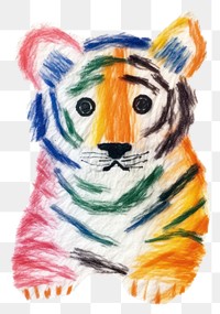 PNG  Baby tiger drawing animal mammal. AI generated Image by rawpixel.